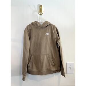 Nike Hoodie Youth Medium Tan Pullover Swoosh Sweatshirt